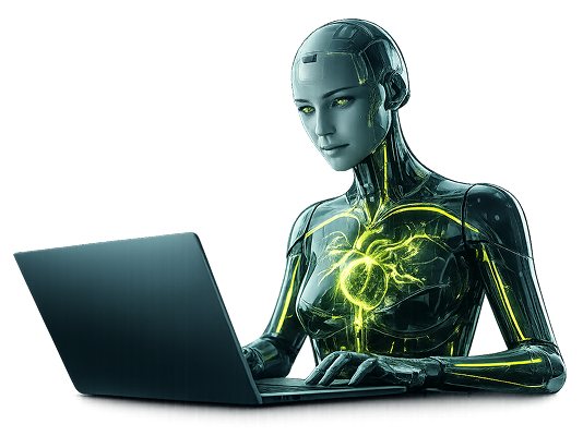 Robot with laptop